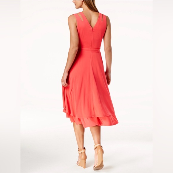 Vince Camuto• | Layered High-Low Dress| Med Pink | Size 6 - Picture 2 of 13